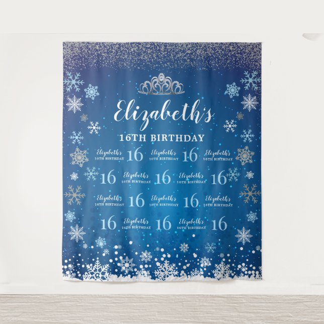 Princess Winter Birthday photobooth Backdrop (Front)