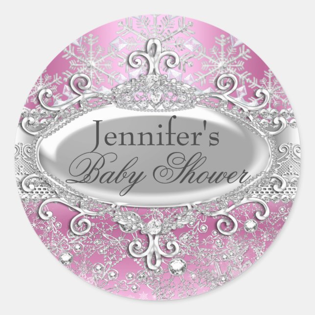 Princess Winter Wonderland Baby Shower Sticker (Front)
