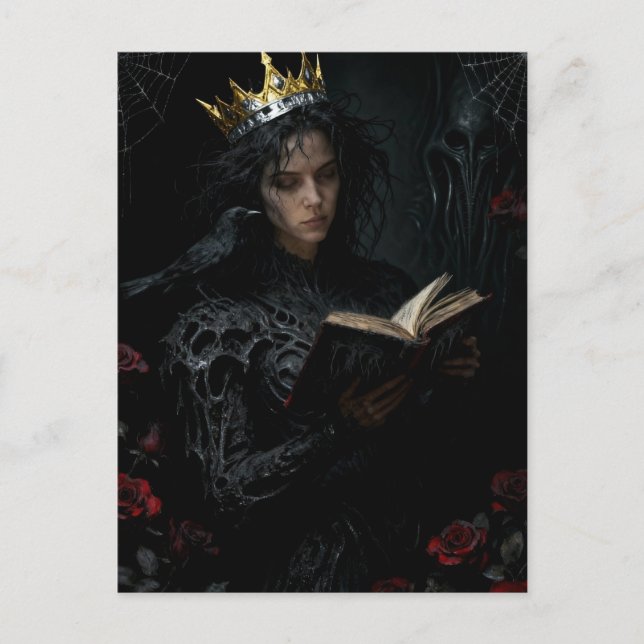 Princess With a Black Bird Reading a Book Postcard (Front)