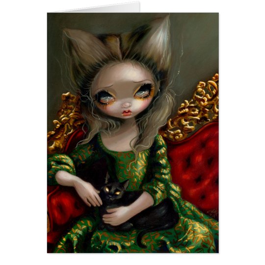 "Princess with a Black Cat" Greeting Card