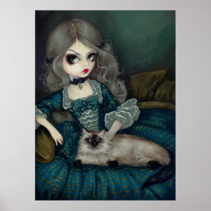 Princess with a Himalayan Cat gothic rococo Print