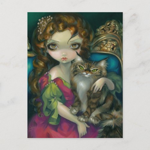 Princess with a Maine Coon Cat Postcard