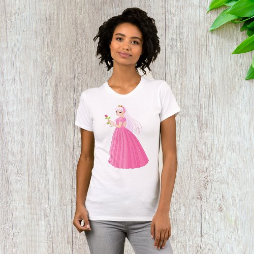 Princess With A Rose Womens T_Shirt