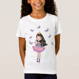 Princess with Black Hair, Brown Eyes, Butterflies T-Shirt