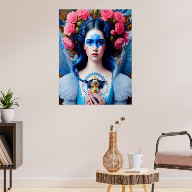 Princess with blue feather dress poster (Living Room 3)