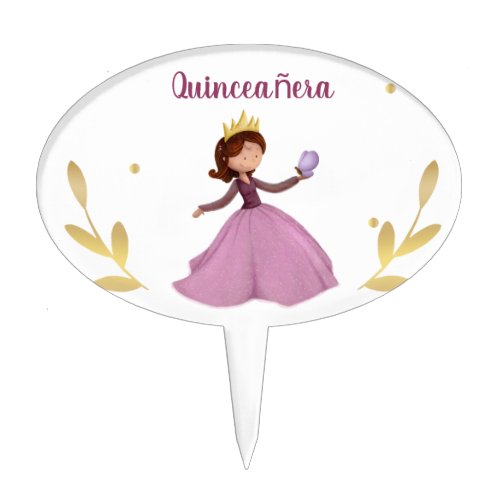 Princess with butterfly pink quinceanera cake topper