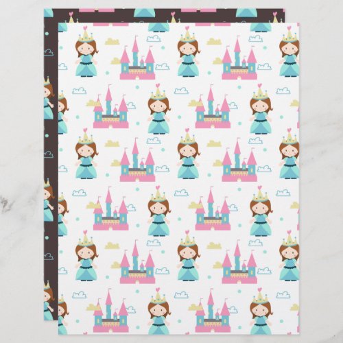 Princess with Castle and Clouds Scrapbook Paper