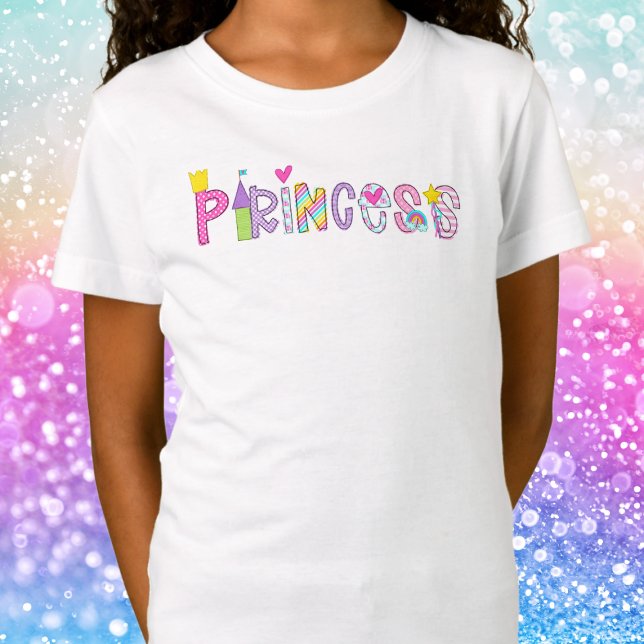 Princess With Castle Crown Wand Heart Rainbow T-Shirt (Creator Uploaded)