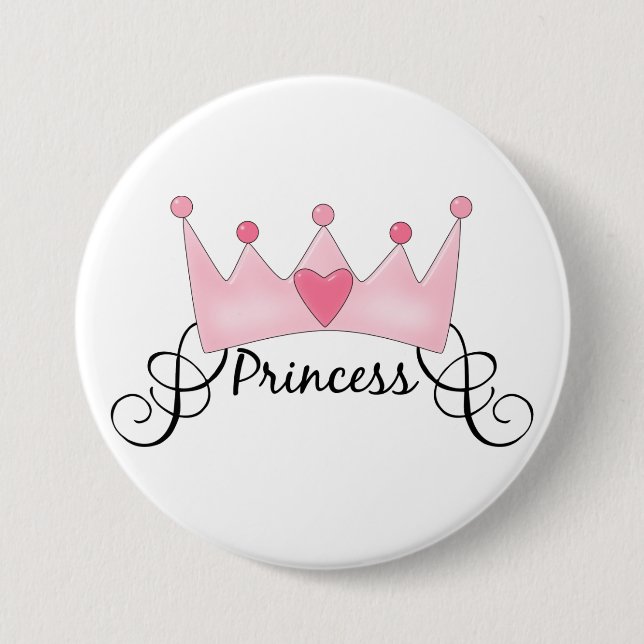 Princess With Crown - Customizable Button (Front)
