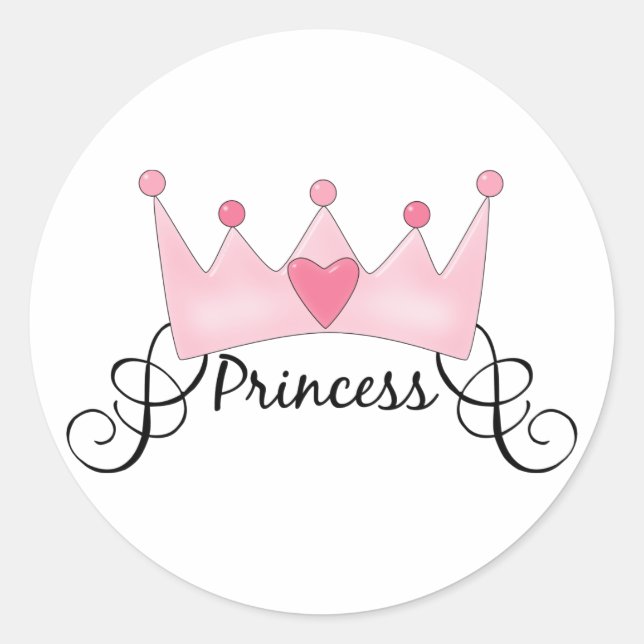 Princess With Crown - Customizable Classic Round Sticker (Front)