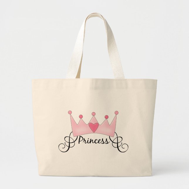 Princess With Crown - Customizable Large Tote Bag (Front)