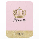 Princess with Gold Crown with Diamond - Baby Girl Receiving Blanket Princess with Gold Crown with Diamond - Baby Girl Receiving Blanket