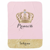 Princess with Gold Crown with Diamond - Baby Girl Receiving Blanket Princess with Gold Crown with Diamond - Baby Girl Receiving Blanket