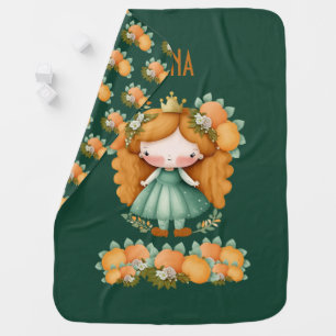 Princess with oranges and flowers baby blanket