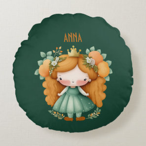 Princess with oranges and flowers round pillow