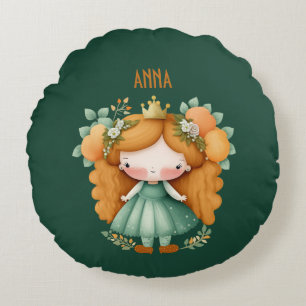 Princess with oranges and flowers round pillow