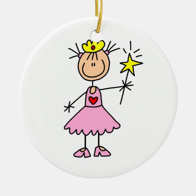 Princess With Wand Ceramic Ornament (Front)