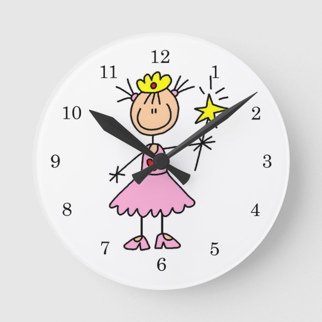 Princess With Wand Round Clock (Front)