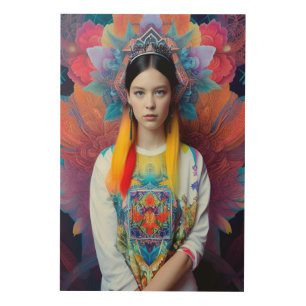 Princess with white sweater wood wall art