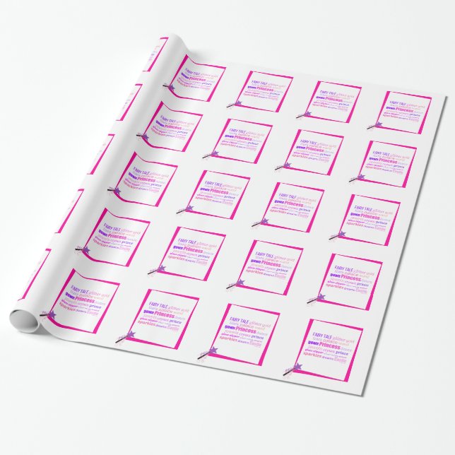 Princess Word Art Wrapping Paper (Unrolled)