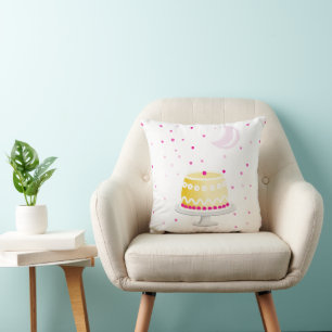 Princess Your Name Pink Moon and Stars Castle Throw Pillow