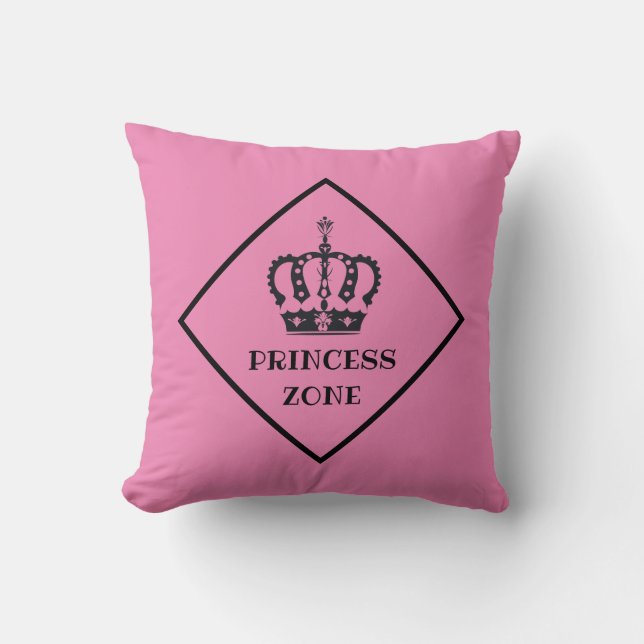 Princess Zone Girly Pink Throw Pillow (Front)