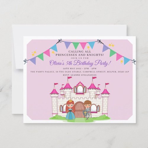 Princesses and Knights Birthday Party Invitations