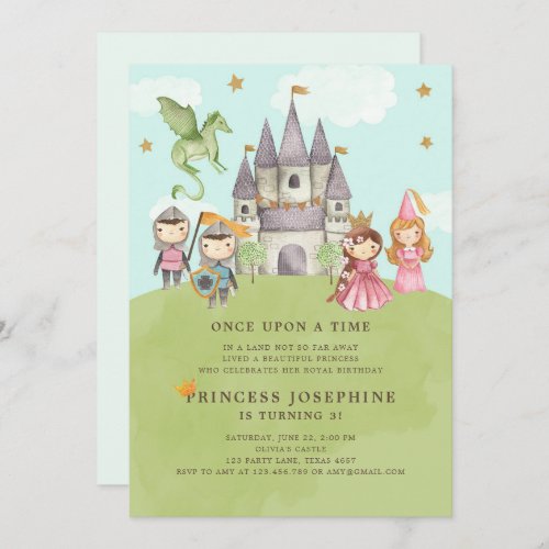 Princesses and Knights Girl Birthday Invitation
