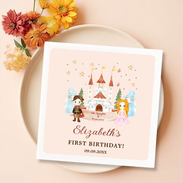 Princesses and Knights Girl Birthday Party  Napkins (Creator Uploaded)