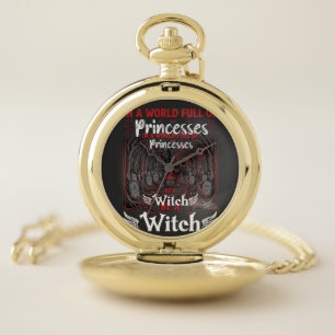 Princesses Be Witch Halloween Castle Cauldron Grav Pocket Watch
