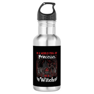 Princesses Be Witch Halloween Castle Cauldron Grav Stainless Steel Water Bottle