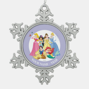 Princesses   Birds and Animals Add Your Name Snowflake Pewter Christmas Ornament