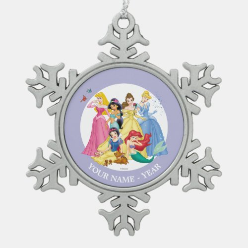 Princesses  Birds and Animals Add Your Name Snowflake Pewter Christmas Ornament