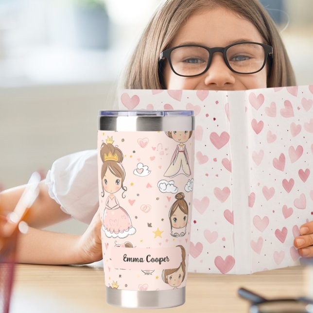 Princesses & Hearts Soft Pastels Kids' Insulated Tumbler (Creator Uploaded)