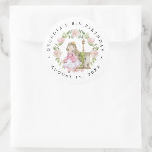 Princesses, Knights & Dragons Fairy Tale Birthday Classic Round Sticker