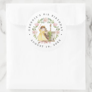 Princesses, Knights & Dragons Fairy Tale Birthday Classic Round Sticker