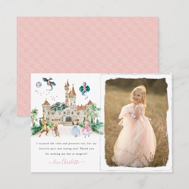 Princesses, Knights & Dragons Fairy Tale Thank You Card (Front/Back)