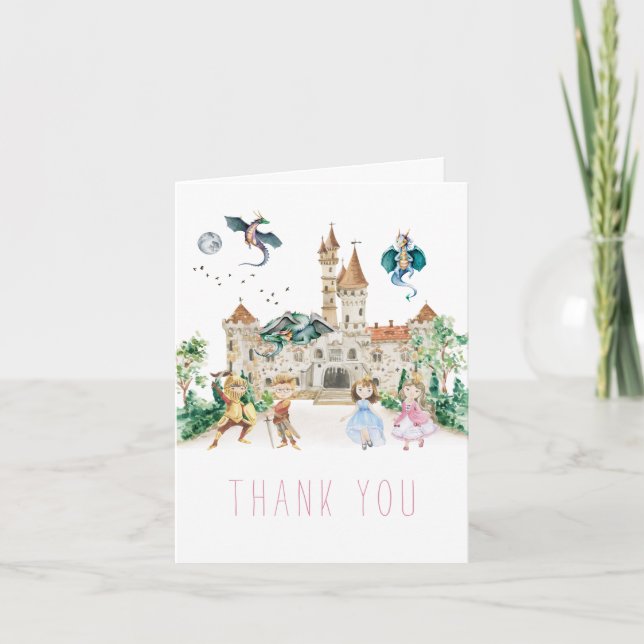 Princesses, Knights & Dragons Fairy Tale  Thank You Card (Front)
