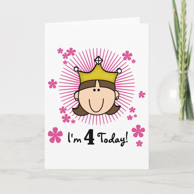 Princesss 4th Birthday Tshirts and Gifts Card (Front)