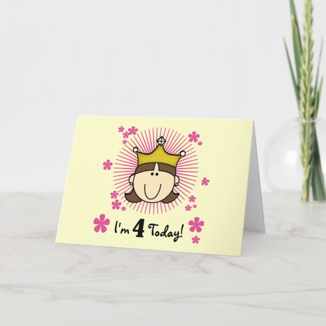 Princesss 4th Birthday Tshirts and Gifts Card (Front)