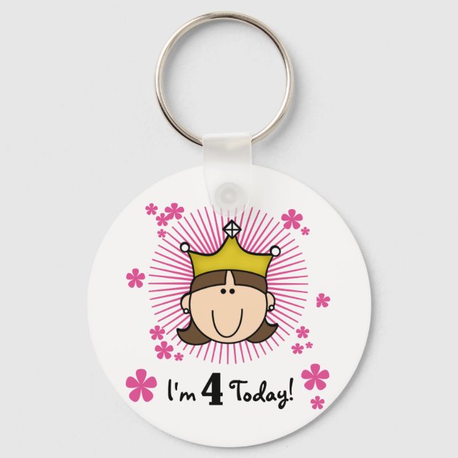 Princesss 4th Birthday Tshirts and Gifts Keychain (Front)
