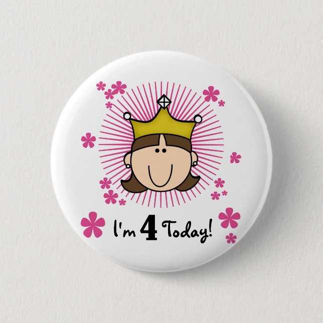 Princesss 4th Birthday Tshirts and Gifts Pinback Button (Front)