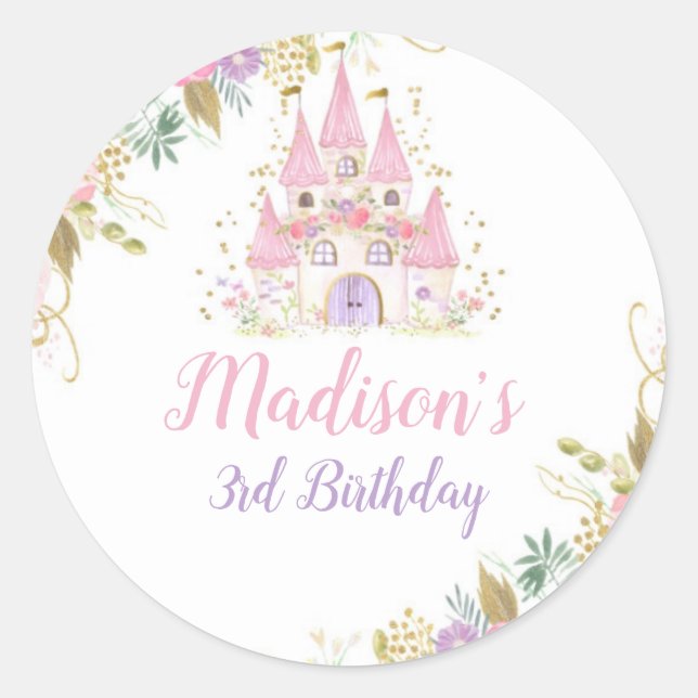Princess's Birthday Classic Round Sticker (Front)