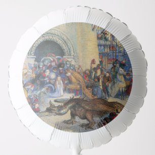 Princess's Birthday Dragon Folded Greeting Card Balloon