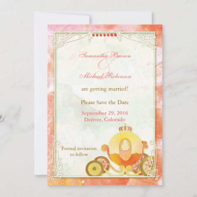 Princess's Carriage: Save the Date Invitations (Front)