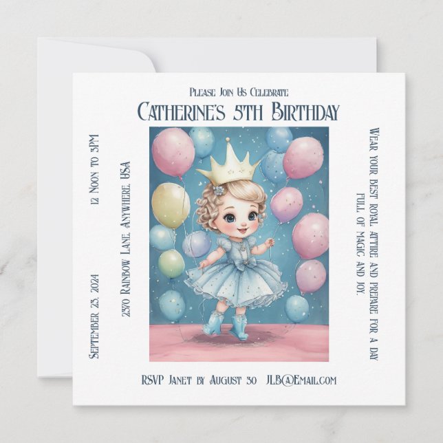 Princess's Enchanted Birthday Celebration Card (Front)