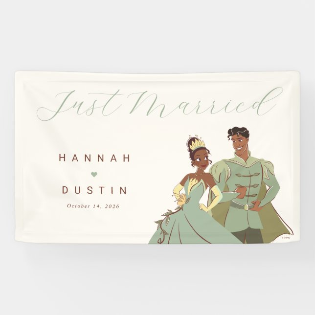 PrincessTiana and Naveen Just Married Wedding Banner (Horizontal)