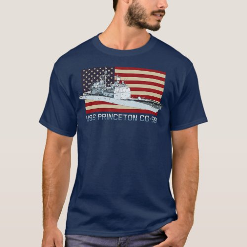 Princeton CG59 Ship Diagram American Flag Gift T_Shirt