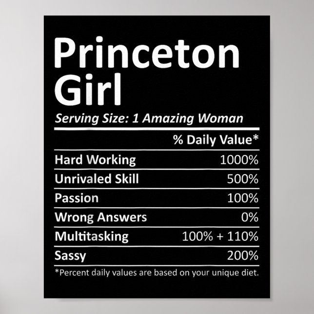 Princeton Girl Nj New Jersey Funny City Home Roots Poster (Front)