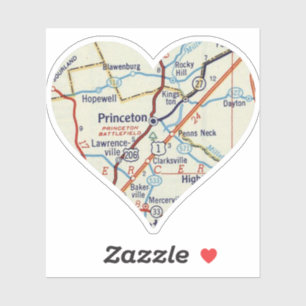 Princeton NJ Vintage Map Sticker